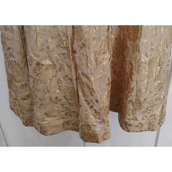 Handmade Bohemian Maxi Skirt Neutral Metallic Gold Floral Design 16 EUC Gorgeous - Picture 9 of 10